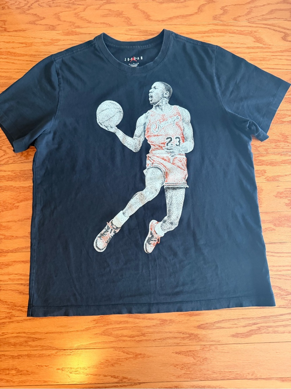 Jordan Black Graphic Michael Jordan Illustration Tee with Red Accents